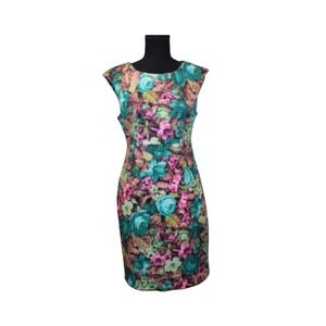 Darling Floral Tapestry Print Retro Sheath Dress Mid Centrury Modern 60s Small